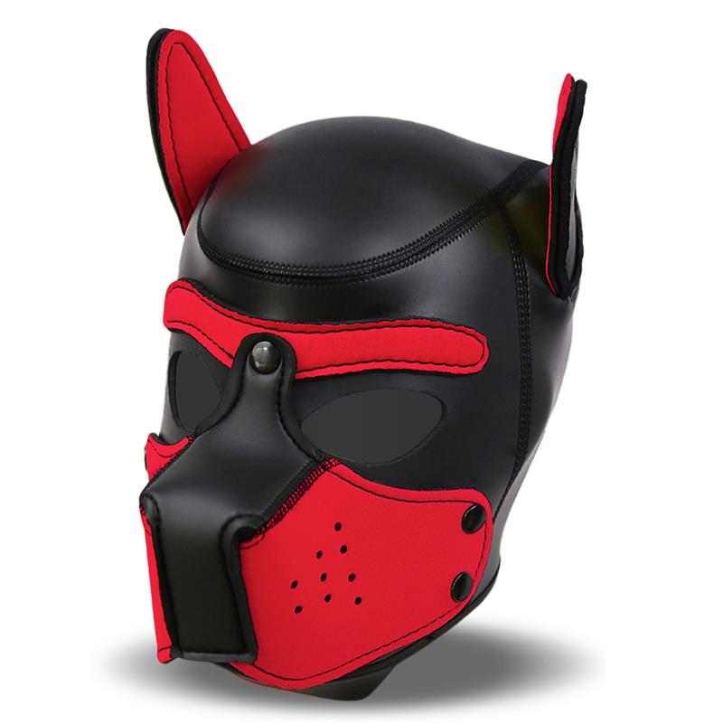 INTOYOU BDSM LINE - HOUND MÁSCARA DE PERRO NEOPRENO HOCICO EXTRAÍBLE NEGRO/ROJO TALLA ÚNICA