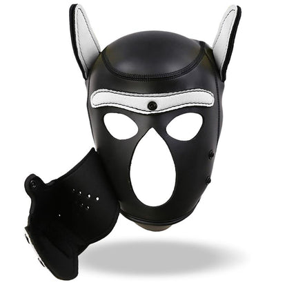 INTOYOU BDSM LINE - HOUND MÁSCARA DE PERRO NEOPRENO HOCIDO EXTRAÍBLE NEGRO/BLANCO TALLA ÚNICA