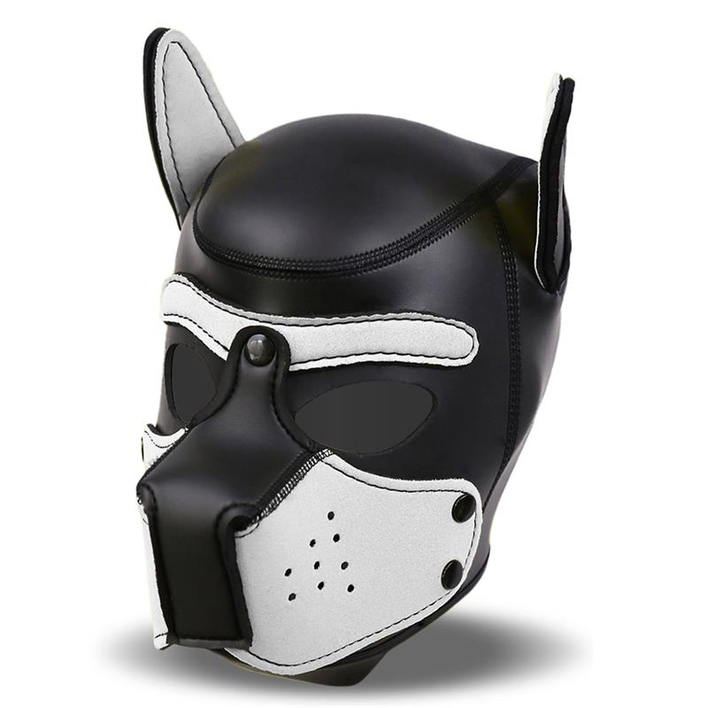 INTOYOU BDSM LINE - HOUND MÁSCARA DE PERRO NEOPRENO HOCIDO EXTRAÍBLE NEGRO/BLANCO TALLA ÚNICA