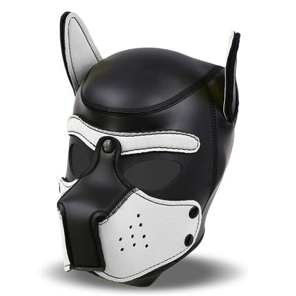 INTOYOU BDSM LINE - HOUND MÁSCARA DE PERRO NEOPRENO HOCIDO EXTRAÍBLE NEGRO/BLANCO TALLA ÚNICA