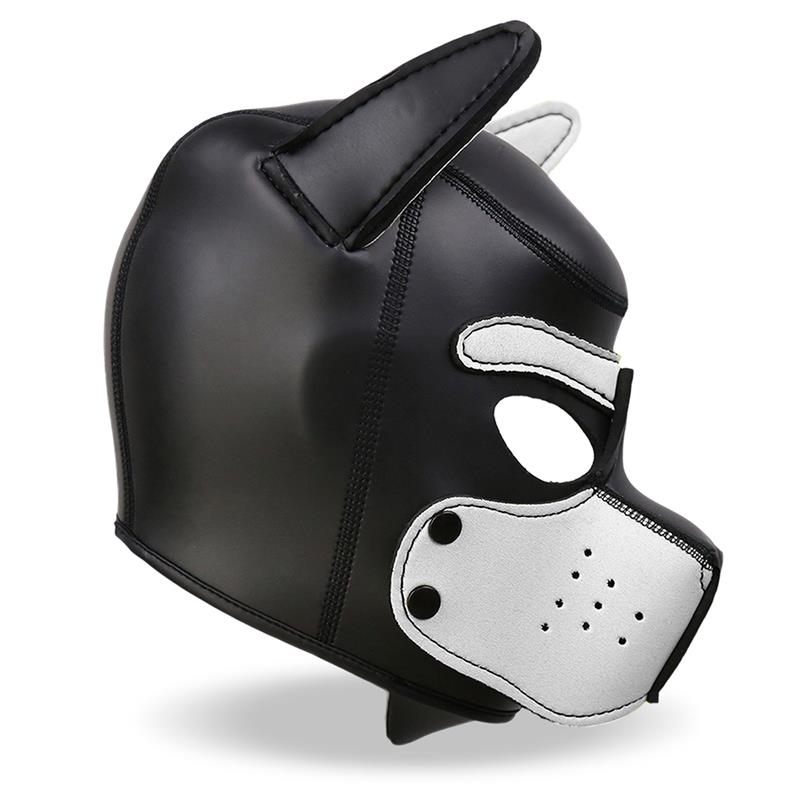 INTOYOU BDSM LINE - HOUND MÁSCARA DE PERRO NEOPRENO HOCIDO EXTRAÍBLE NEGRO/BLANCO TALLA ÚNICA