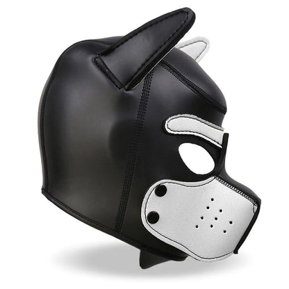 INTOYOU BDSM LINE - HOUND MÁSCARA DE PERRO NEOPRENO HOCIDO EXTRAÍBLE NEGRO/BLANCO TALLA ÚNICA