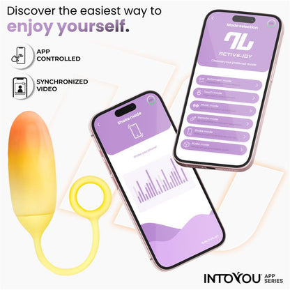 INTOYOU APP SERIES - HUEVO SILICONA DOBLE CAPA CON APP AMARILLO/NARANJA