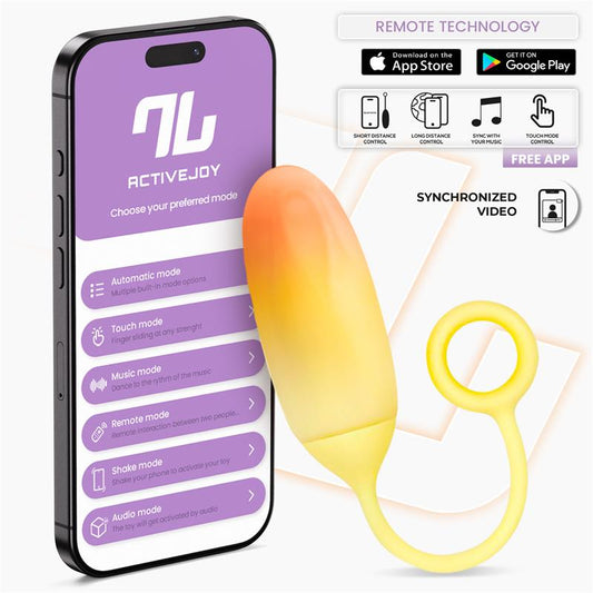 INTOYOU APP SERIES - HUEVO SILICONA DOBLE CAPA CON APP AMARILLO/NARANJA