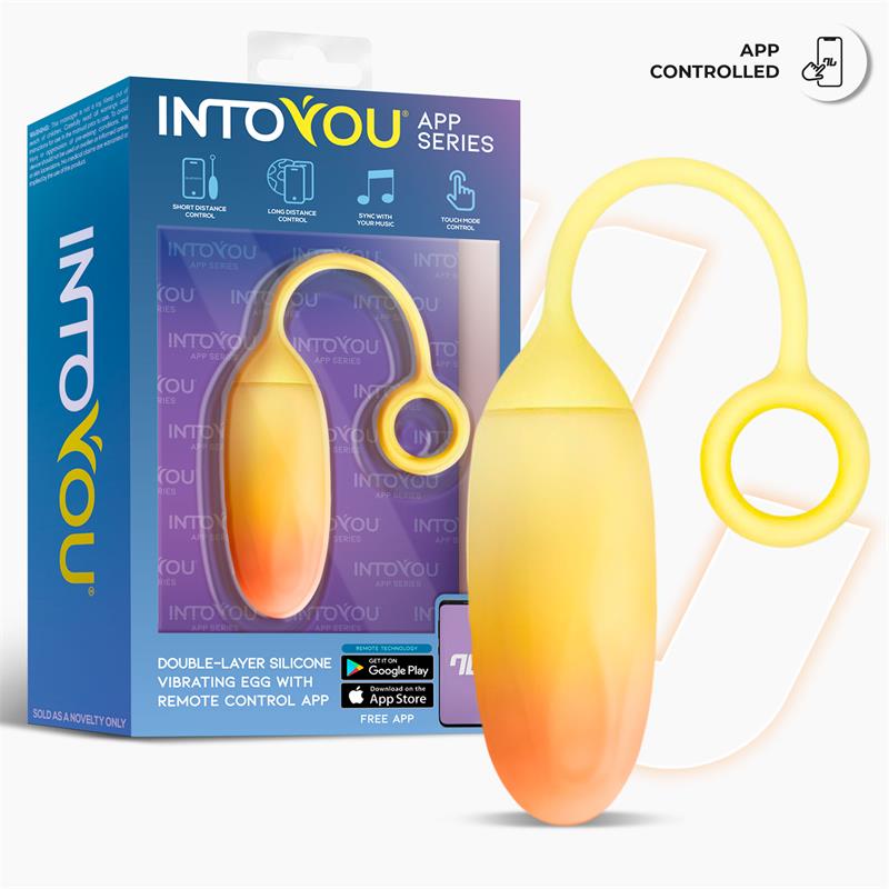 INTOYOU APP SERIES - HUEVO SILICONA DOBLE CAPA CON APP AMARILLO/NARANJA