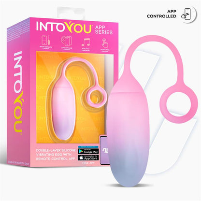 INTOYOU APP SERIES - HUEVO SILICONA DOBLE CAPA CON APP AZUL/ROSA