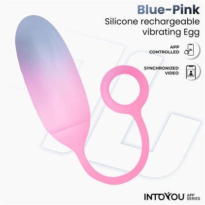 INTOYOU APP SERIES - HUEVO SILICONA DOBLE CAPA CON APP AZUL/ROSA