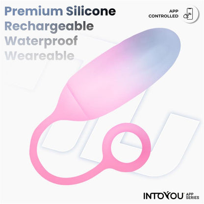 INTOYOU APP SERIES - HUEVO SILICONA DOBLE CAPA CON APP AZUL/ROSA