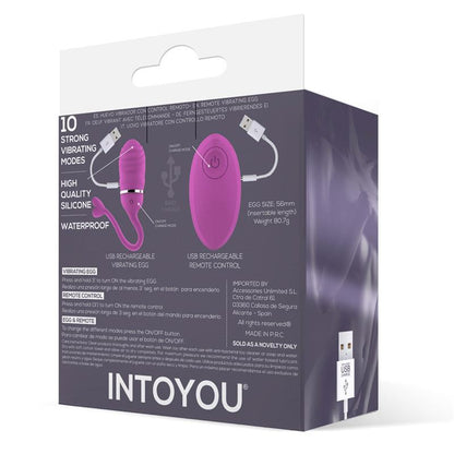 INTOYOU - HUEVO VIBRADOR CONTROL REMOTO ODISE USB SILICONA ROSA