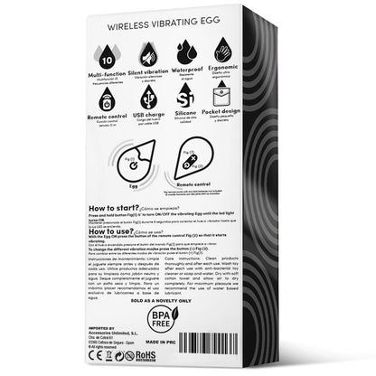 DROPS - HUEVO VIBRADOR CONTROL REMOTO USB SILICONA NEGRO