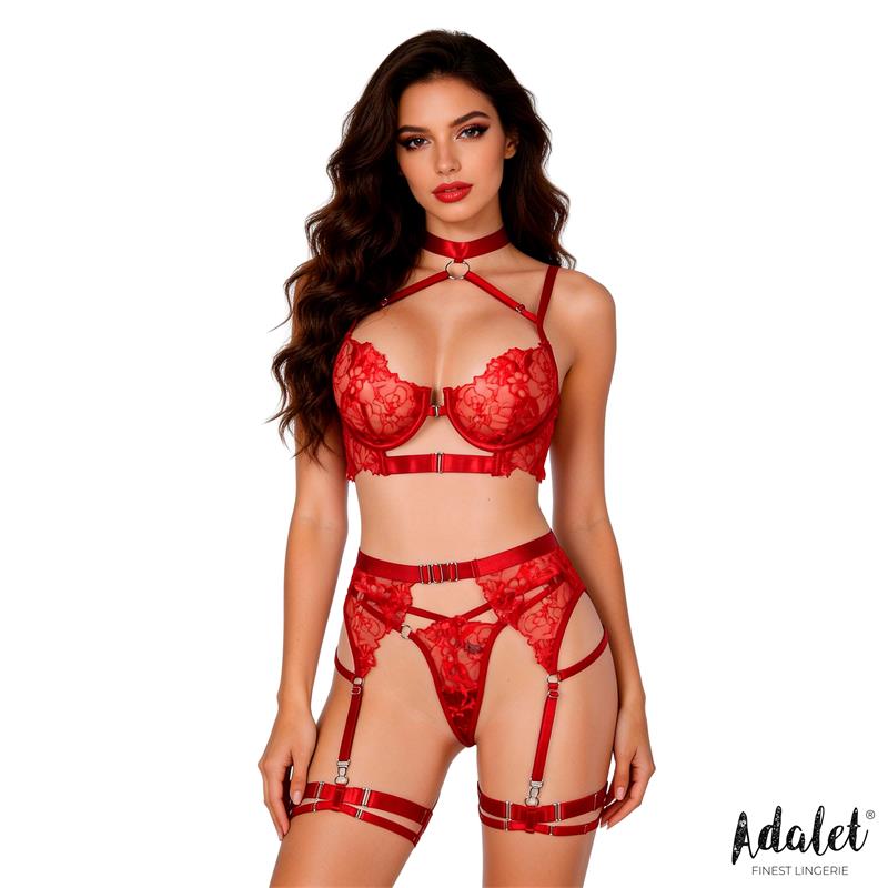 ADALET LINGERIE - HYACINTH SET SUJETADOR, TANGA Y LIGUERO