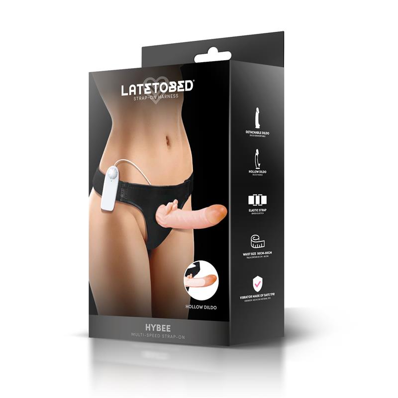 HARNESS COLLECTION LATETOBED - HYBEE DILDO CON DILDO REALISTA HUECO Y VIBRACIÓN CON CONTROL REMOTO