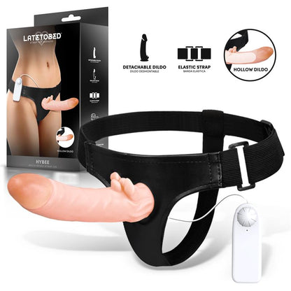 HARNESS COLLECTION LATETOBED - HYBEE DILDO CON DILDO REALISTA HUECO Y VIBRACIÓN CON CONTROL REMOTO