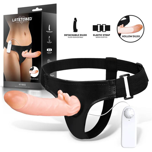 HARNESS COLLECTION LATETOBED - HYBEE DILDO CON DILDO REALISTA HUECO Y VIBRACIÓN CON CONTROL REMOTO