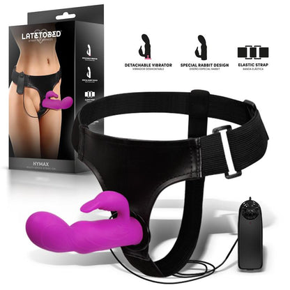 HARNESS COLLECTION LATETOBED - HYMAX ARNÉS CON DILDO-VIBRADOR CON CONEJITO Y CONTROL REMOTO