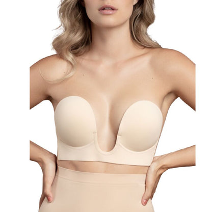 BYE-BRA - BEIGE U-SHAPED STRAP-FREE B B-CUP