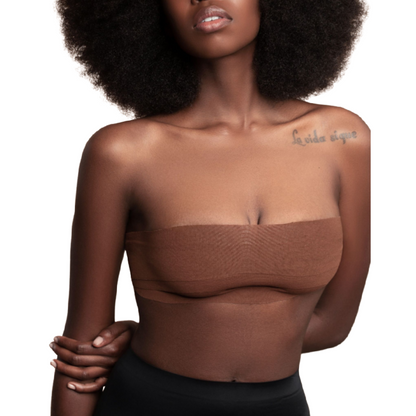 BYE-BRA - FITA DE CORPO 5 M X 6.5 CM + 3 PARES DE PROTEÇÕES DE MAMILO MARROM