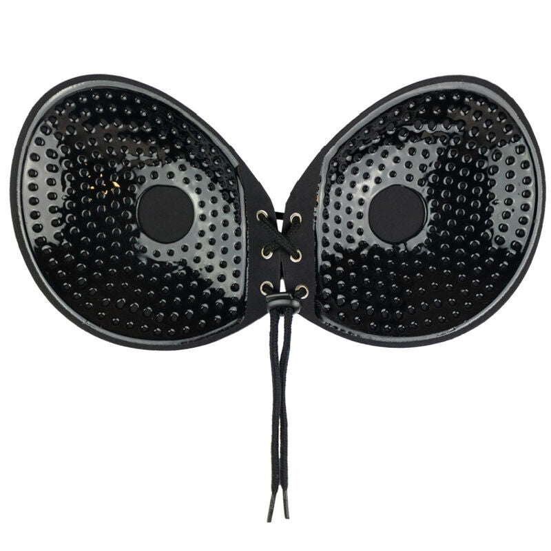 BYE-BRA - BLACK INTERLACED ADHESIVE BRA CUP E
