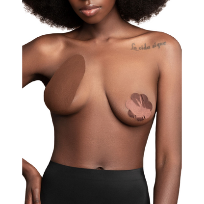 BYE-BRA - BREAST ENHANCER + 3 PAIRS OF BROWN SATIN A/C CUP