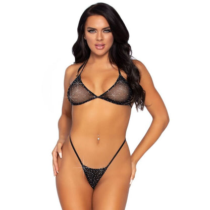LEG AVENUE - NET BODYSUIT SET TOP AND THONG ONE SIZE