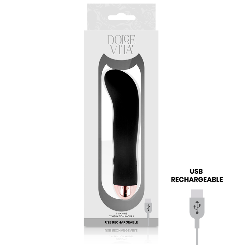 DOLCE VITA - VIBRADOR RECARREGÁVEL TWO PRETO 7 VELOCIDADES