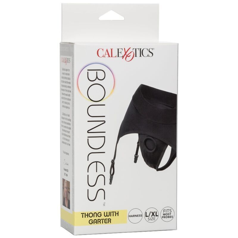 CALEXOTICS - BOUNDLESS HARNESS THONG WITH GARTER BELT S/M