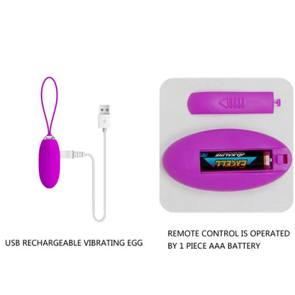 PRETTY LOVE - JOANNA VIBRATING EGG WITH REMOTE CONTROL AND 12 MODES