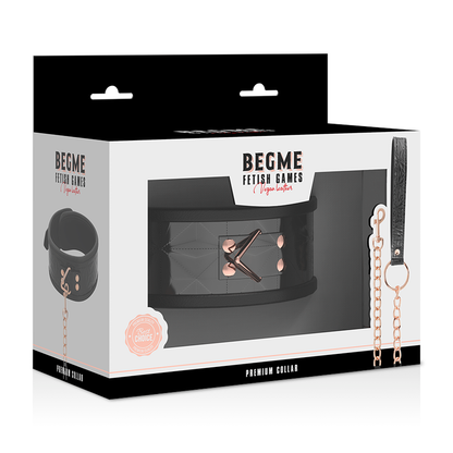 BEGME - BLACK EDITION VEGAN LEATHER COLLAR WITH NEOPRENE LINING