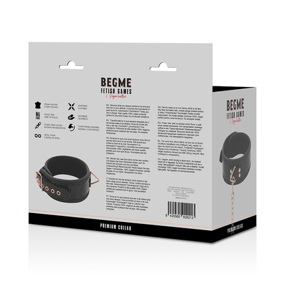 BEGME - BLACK EDITION VEGAN LEATHER COLLAR WITH NEOPRENE LINING