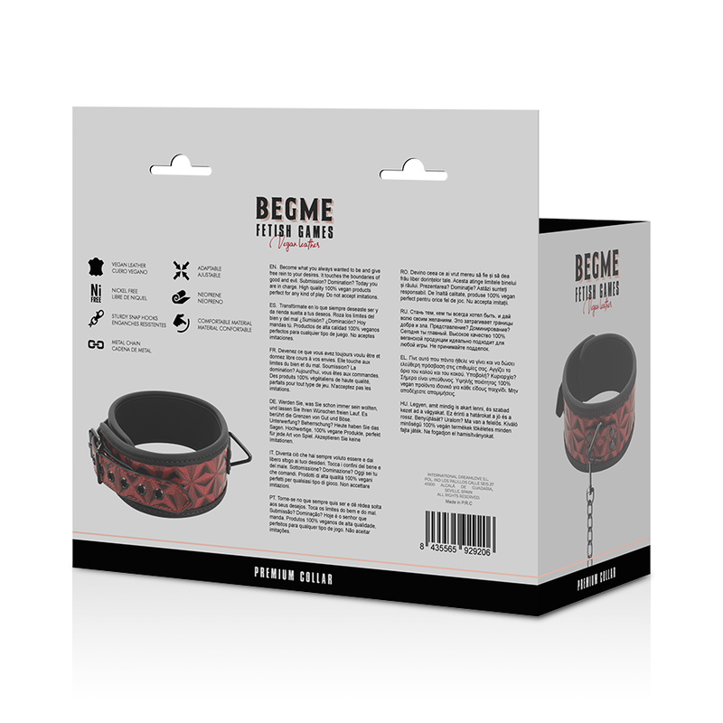 BEGME - RED EDITION VEGAN LEATHER COLLAR WITH NEOPRENE LINING