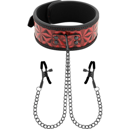 BEGME - RED EDITION NECKLACE WITH CHAINS AND NIPPLE CLIPS WITH NEOPRENE LINING