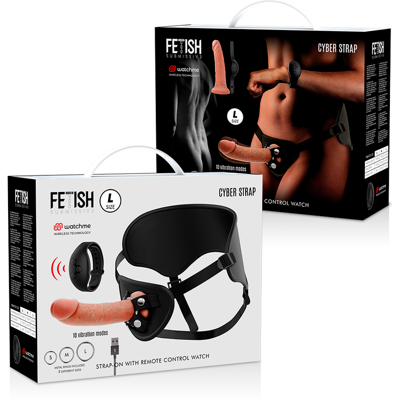 FETISH SUBMISSIVE CYBER STRAP - ARNÉS CON DILDO CONTROL REMOTO TECNOLOGÍA WATCHME L