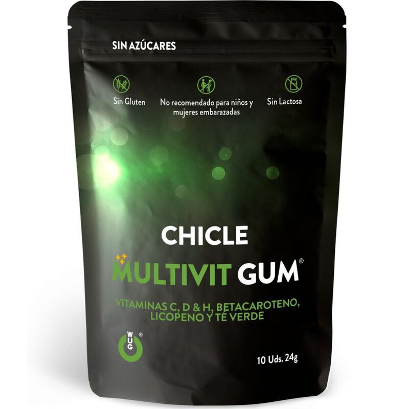 WUG GUM - MULTIVIT XICLE VITAMINA C, H, D, BETACAROTÉ, LICOPE I TE VERD 10 UNITATS