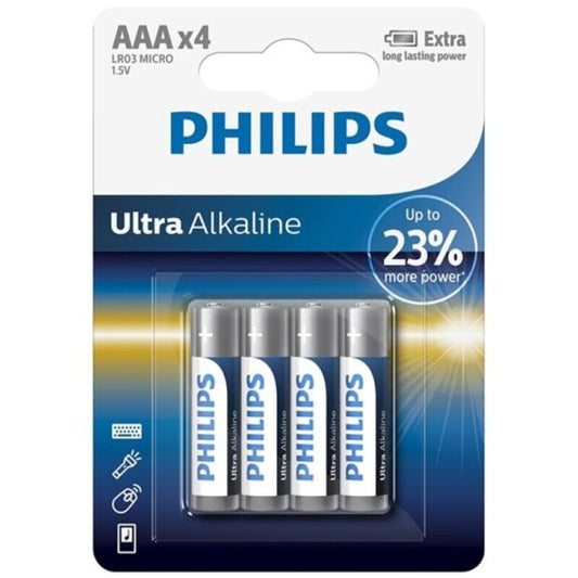 PHILIPS - ULTRA ALKALINE AAA BATTERI LR03 BLISTER*4