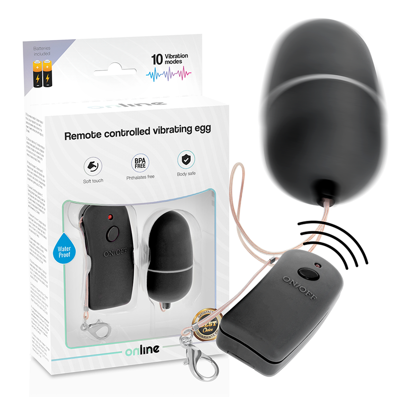 ONLINE - VIBRATING EGG WITH REMOTE CONTROL, BLACK