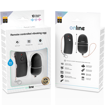 ONLINE - VIBRATING EGG WITH REMOTE CONTROL, BLACK