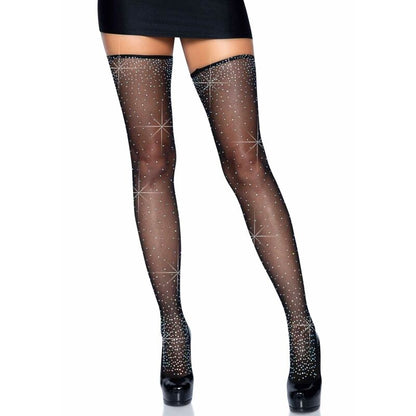 LEG AVENUE - SHIMMERING STOCKINGS WITH GARTER BELT ONE SIZE