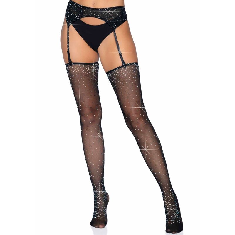 LEG AVENUE - SHIMMERING STOCKINGS WITH GARTER BELT ONE SIZE
