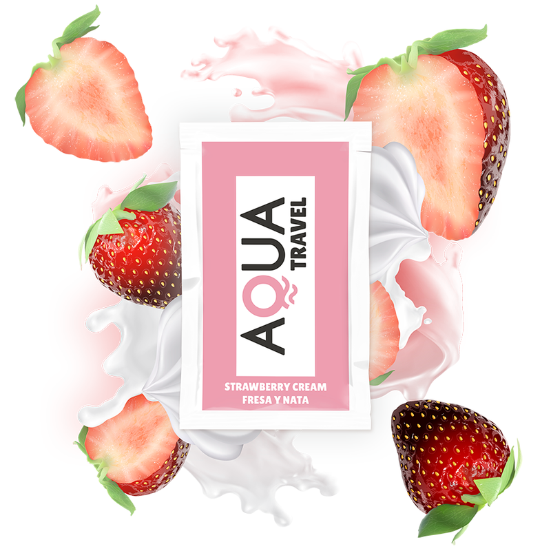 AQUA TRAVEL - WATER-BASED LUBRICANT STRAWBERRY AND CREAM FLAVOR 6 ML