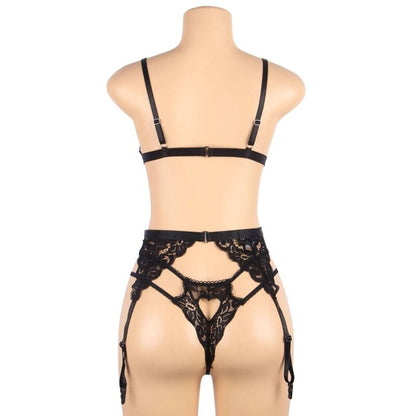 SUBBLIME - 3 PIECE SET BRA + GARTER BELT + THONG L/XL