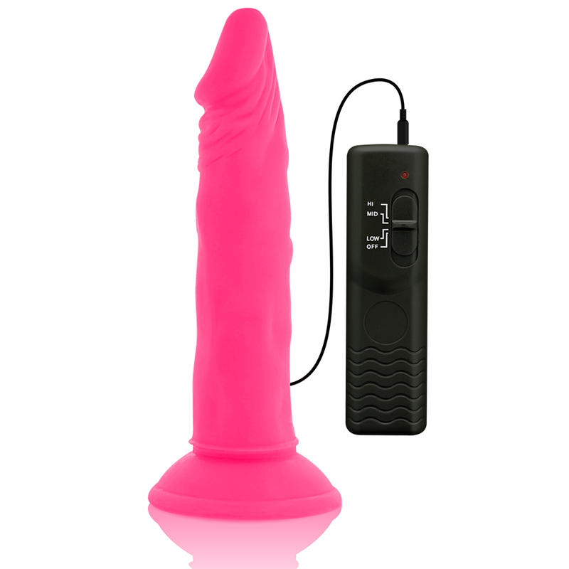 DIVERSIA - DILDO REALÍSTICO FLEXIBLE CON VIBRACIÓN ROSA 23 CM -O- 4.3 CM