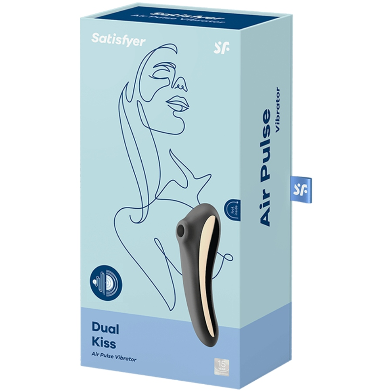 SATISFYER - DUAL KISS CLITORAL STIMULATOR BLACK
