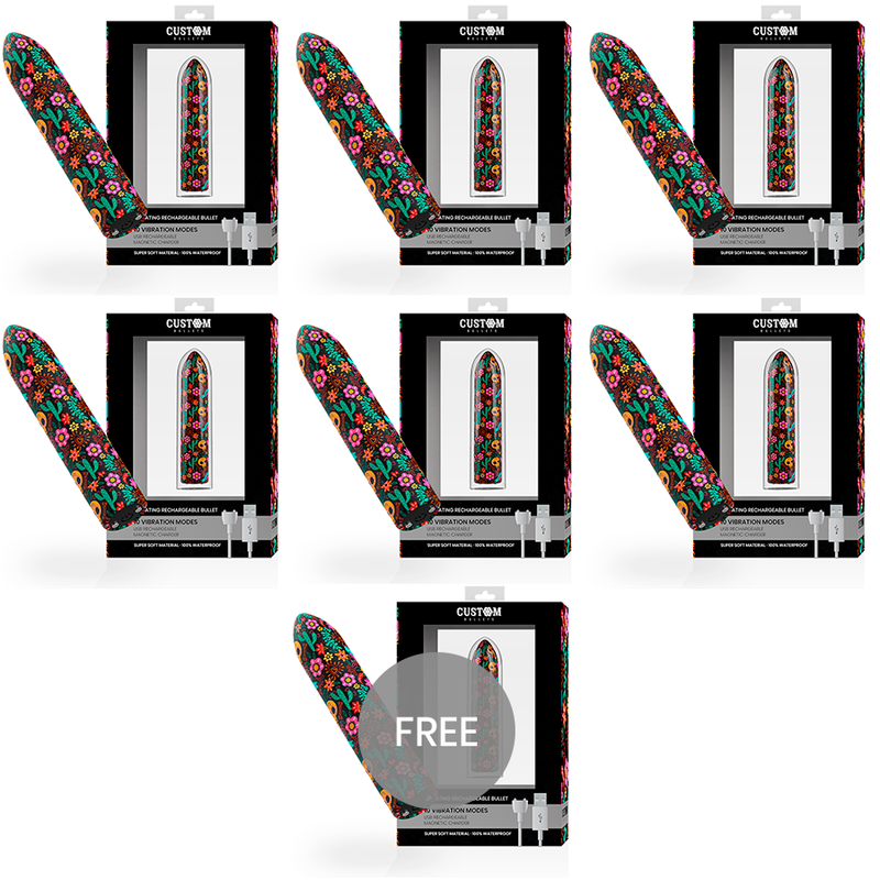 CUSTOM BULLETS - BALA RECARGABLE SKULL 10 INTENSIDADES 6 + 1 GRATIS