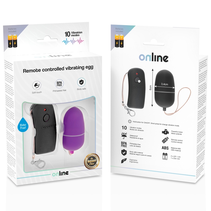 ONLINE - VIBRATING EGG WITH REMOTE CONTROL, PURPLE
