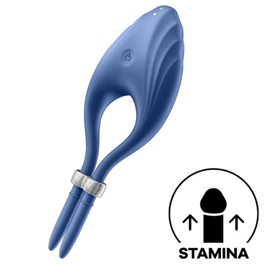 Satisfet: anell de vibrador blau duelista