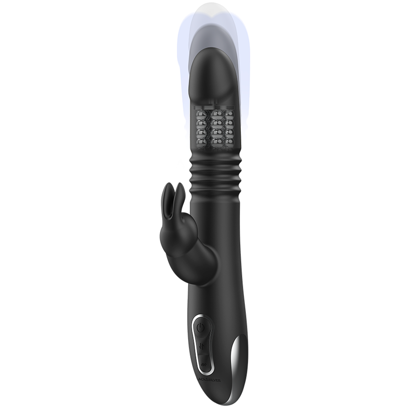 BLACK&SILVER - KENJI VIBRADOR RABBIT UP & DOWN + MANDO CONTROL REMOTO WATCHME