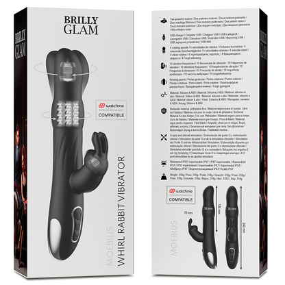 BRILLY GLAM - MOEBIUS VIBRADOR & ROTADOR DE COELHO + COMANDO CONTROLO REMOTO WATCHME