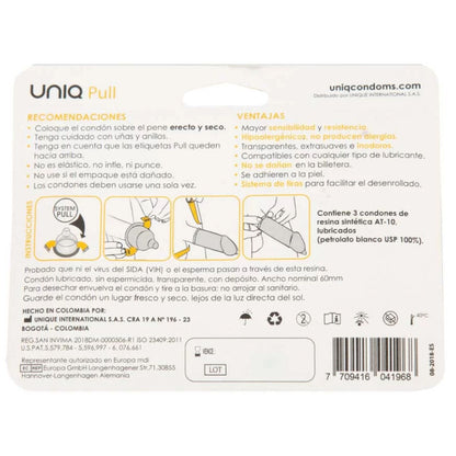 UNIQ - PULL PRESERVATIUS AMB TIRES SENSE LATEX 3 UNITATS