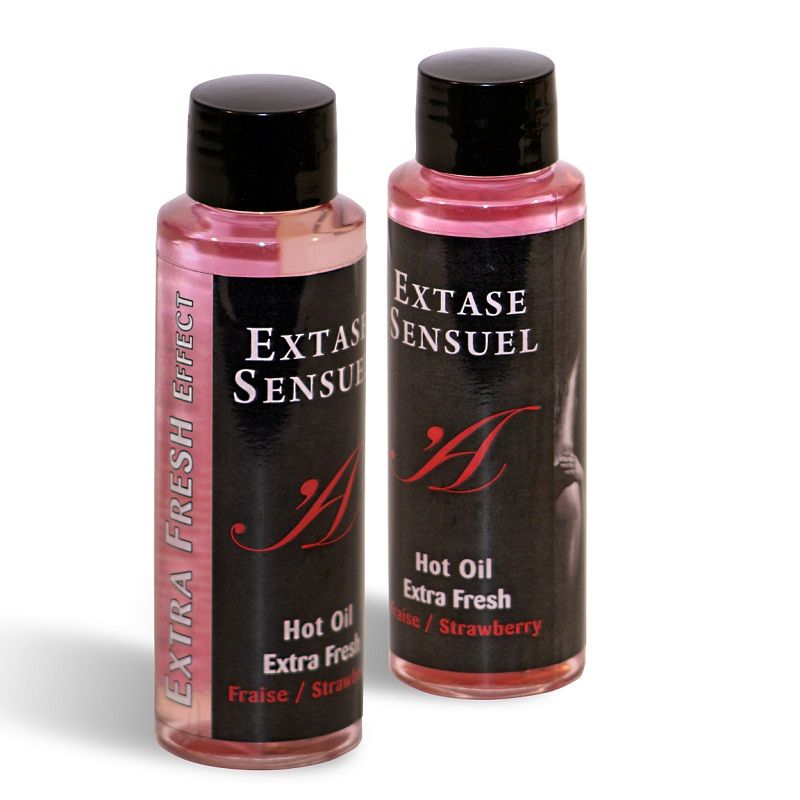 ÊXTASE SENSUAL - ÓLEO DE MASSAGEM EFEITO EXTRA FRESCO MORANGO 100 ML
