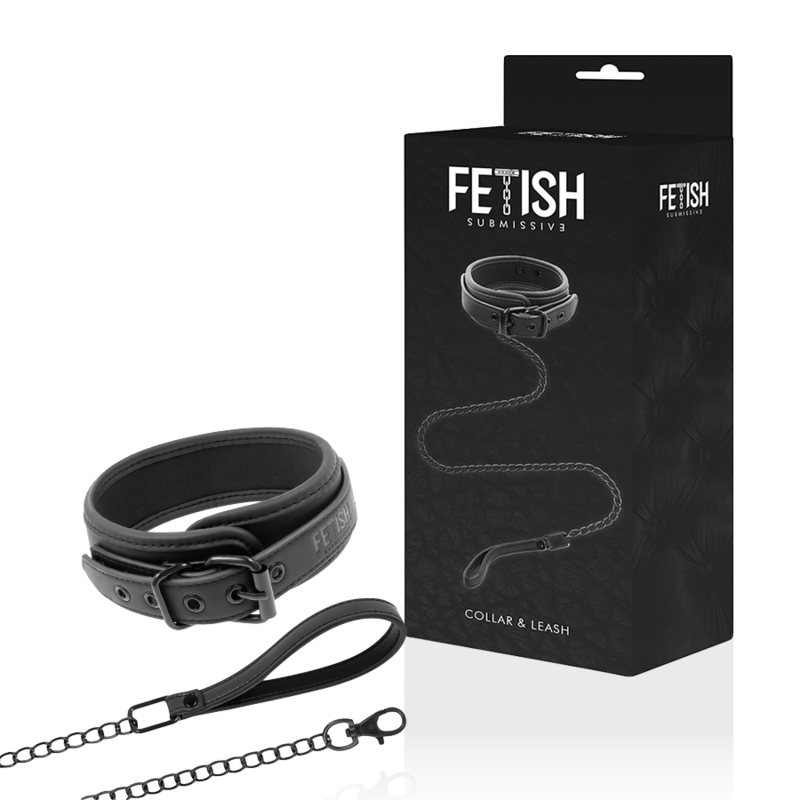 FETISH SUBMISSIVE - COLLAR CON CADENA CON FORRO DE NEOPRENO